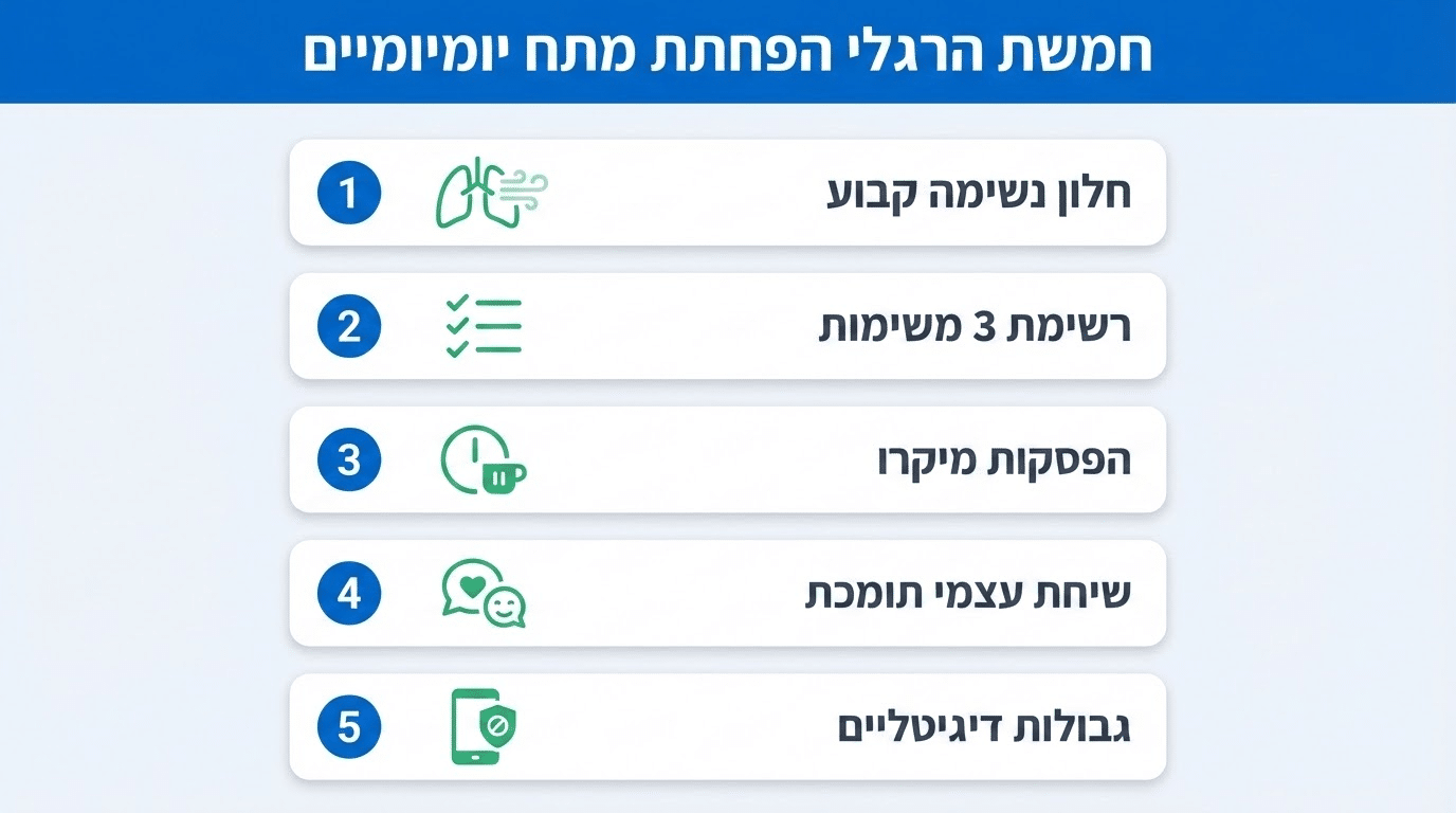 5 הרגלים קטנים להפחתת סטרס יומיומי - טיפים מעשיים